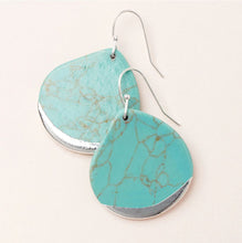 Load image into Gallery viewer, Stone Dipped Teardrop Earring - Turquoise/Silver