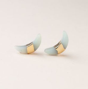 Crescent Moon Stud - Amazonite/Gold