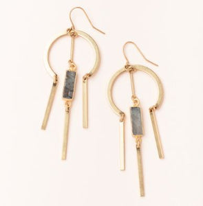Dream Catcher Stone Earring - Labradorite/Gold
