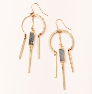 Dream Catcher Stone Earring - Labradorite/Gold