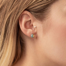 Load image into Gallery viewer, Dipped Stone Stud - Turquoise/Gold
