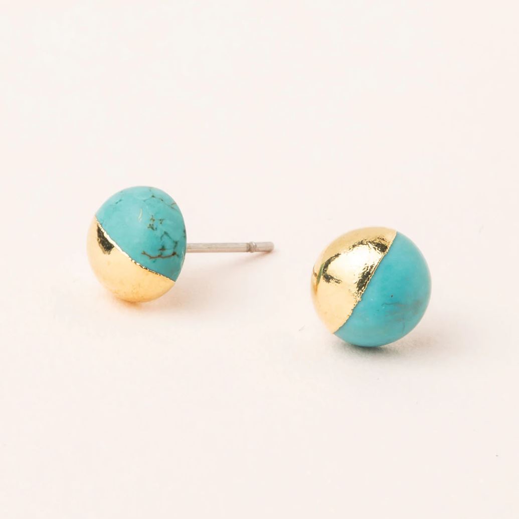 Dipped Stone Stud - Turquoise/Gold