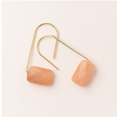 Floating Stone Earring - Sunstone/Gold