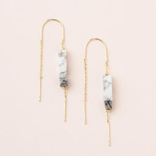 Load image into Gallery viewer, Rectangle Stone Earring - Howlite/Black/Gold
