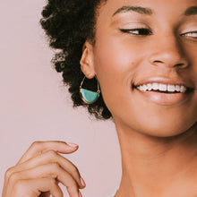 Load image into Gallery viewer, Stone Prism Hoop - Turquoise/Gold
