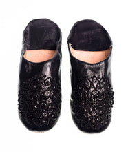 Load image into Gallery viewer, Moroccan Sequined Slippers Black
