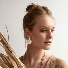 Load image into Gallery viewer, Stone Slice Earring - White Quartz/Gold
