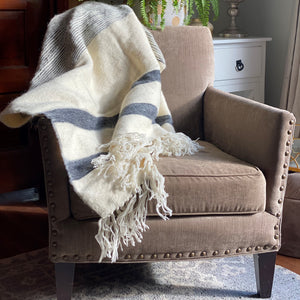 Fringed Throw - Cream and Moroccan Grey