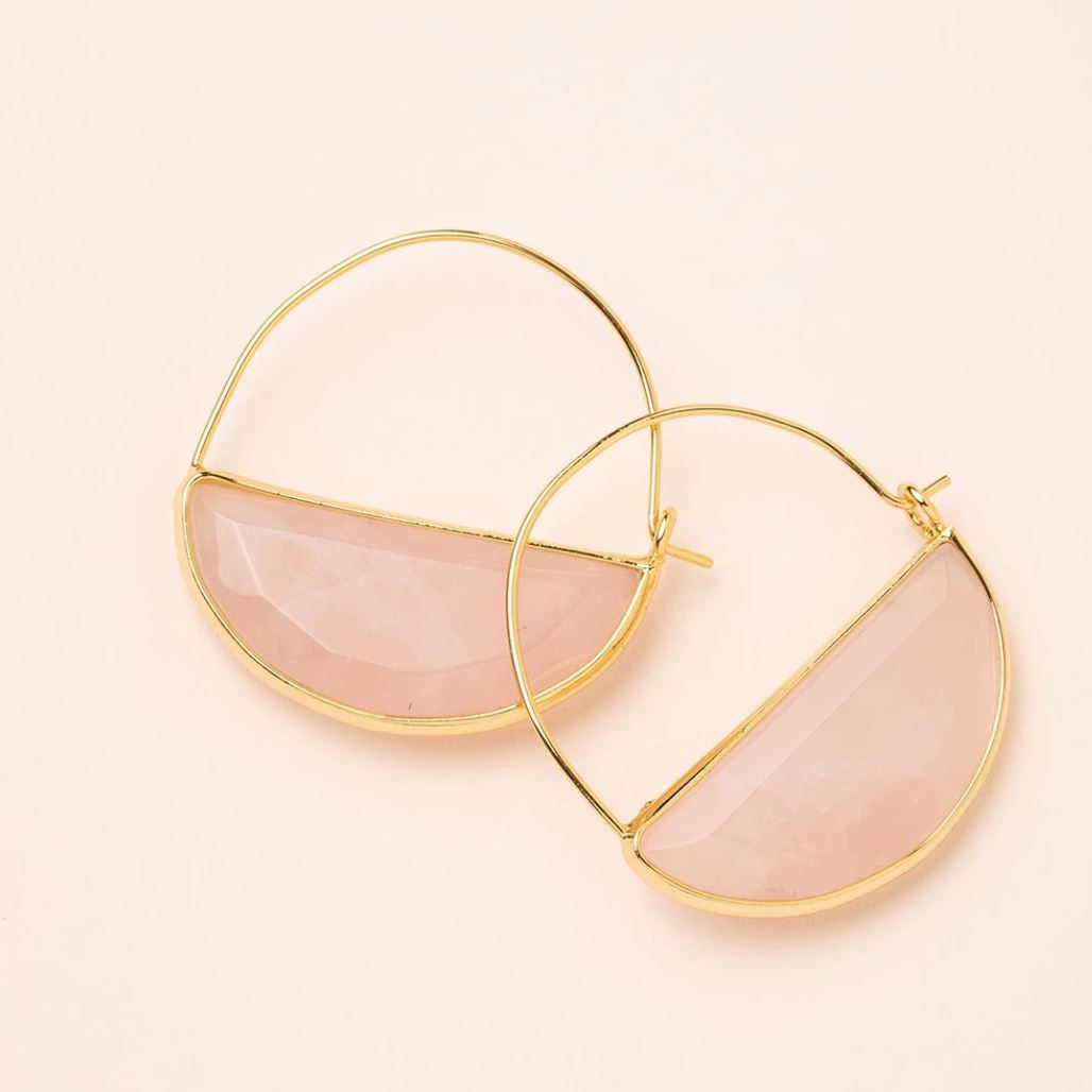 Stone Prism Hoop - Rose Quartz/Gold
