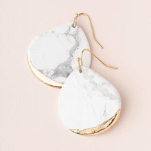 Load image into Gallery viewer, Stone Dipped Teardrop Earring - Howlite/Gold
