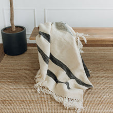 Load image into Gallery viewer, Fringed Throw - Cream and Moroccan Grey
