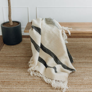 Fringed Throw - Cream and Moroccan Grey