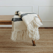 Load image into Gallery viewer, Fringed Throw - Cream and Moroccan Grey

