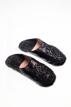 Load image into Gallery viewer, Moroccan Sequined Slippers Black
