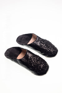 Moroccan Sequined Slippers Black