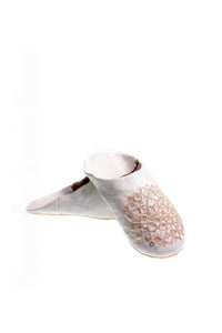 Moroccan Sequined Slippers White
