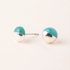 Dipped Stone Stud - Turquoise/Silver