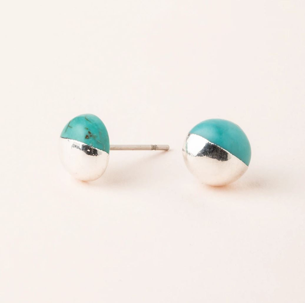 Dipped Stone Stud - Turquoise/Silver